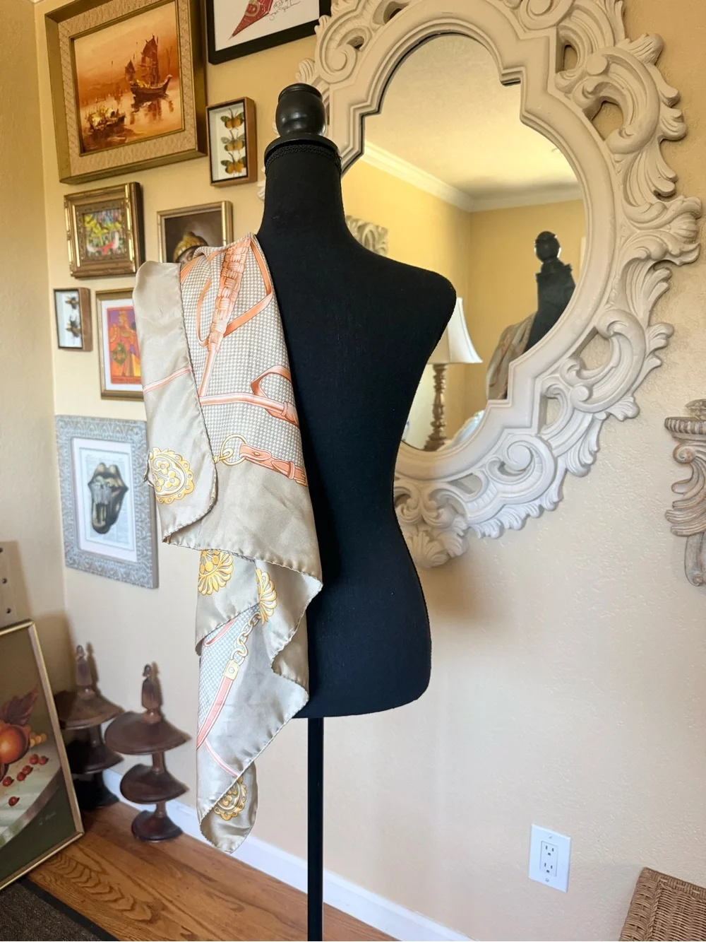 Nordstrom’s made in Italy, silk scarf horse bit chain